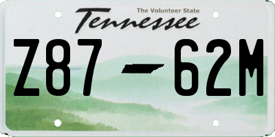 TN license plate Z8762M