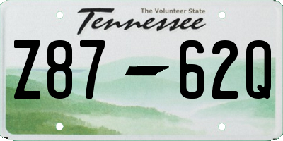 TN license plate Z8762Q