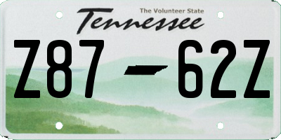 TN license plate Z8762Z