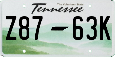 TN license plate Z8763K