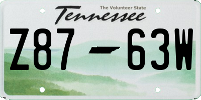 TN license plate Z8763W