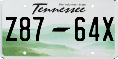 TN license plate Z8764X