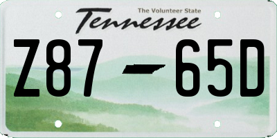 TN license plate Z8765D