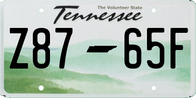 TN license plate Z8765F