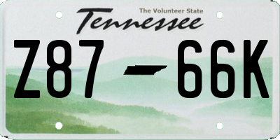 TN license plate Z8766K