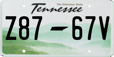 TN license plate Z8767V