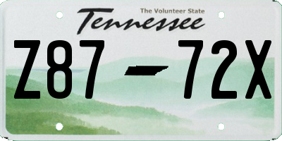 TN license plate Z8772X