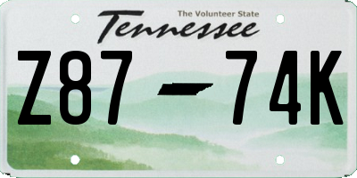 TN license plate Z8774K