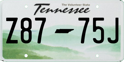 TN license plate Z8775J