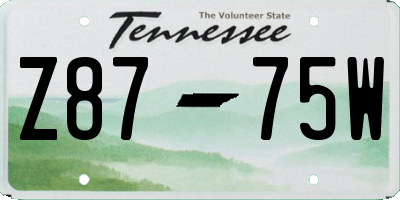 TN license plate Z8775W