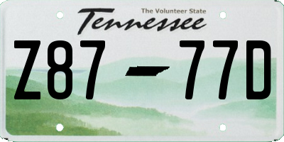 TN license plate Z8777D