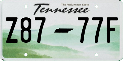 TN license plate Z8777F
