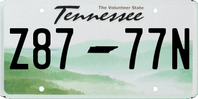 TN license plate Z8777N