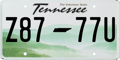 TN license plate Z8777U