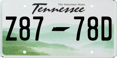 TN license plate Z8778D