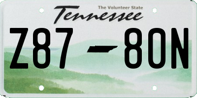 TN license plate Z8780N