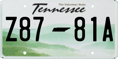 TN license plate Z8781A
