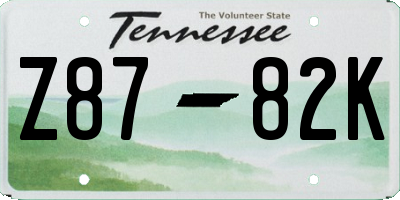 TN license plate Z8782K