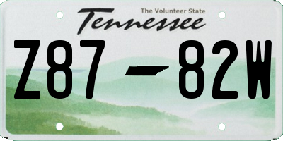 TN license plate Z8782W