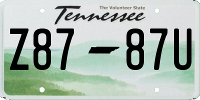 TN license plate Z8787U