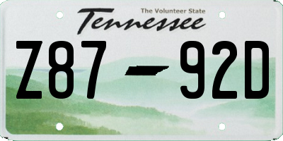 TN license plate Z8792D