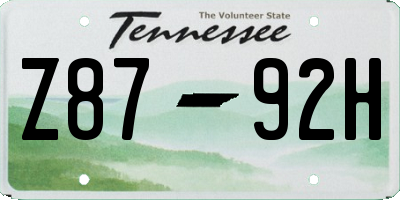 TN license plate Z8792H