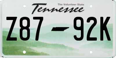 TN license plate Z8792K