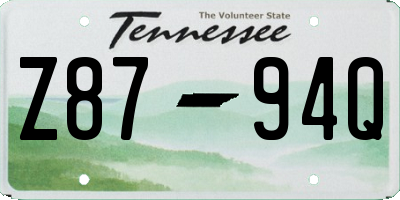 TN license plate Z8794Q