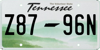TN license plate Z8796N