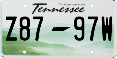 TN license plate Z8797W