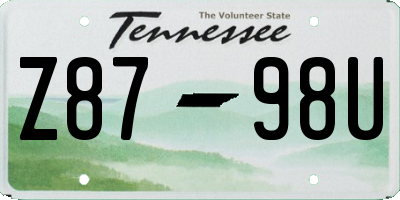 TN license plate Z8798U