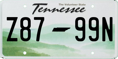 TN license plate Z8799N