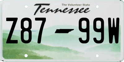 TN license plate Z8799W