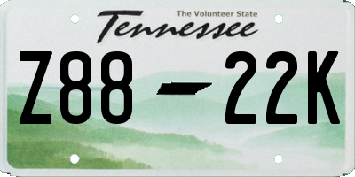 TN license plate Z8822K