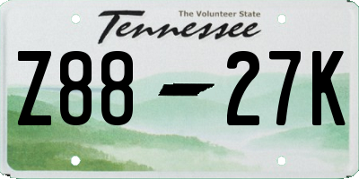 TN license plate Z8827K
