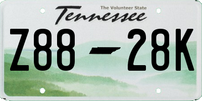 TN license plate Z8828K