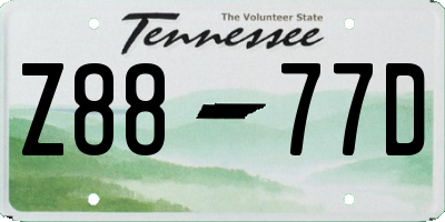 TN license plate Z8877D