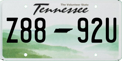 TN license plate Z8892U