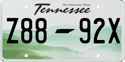 TN license plate Z8892X