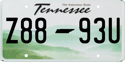 TN license plate Z8893U