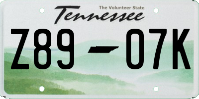 TN license plate Z8907K