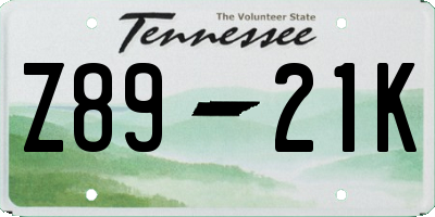 TN license plate Z8921K
