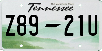 TN license plate Z8921U