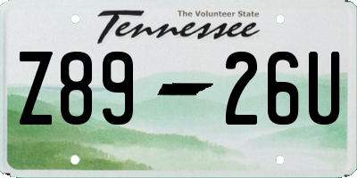 TN license plate Z8926U