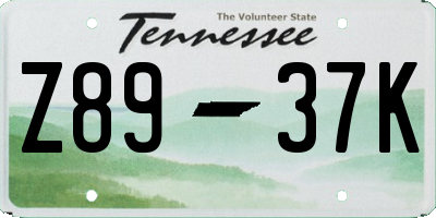 TN license plate Z8937K