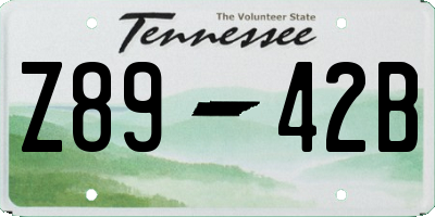 TN license plate Z8942B