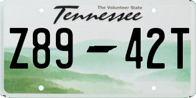 TN license plate Z8942T