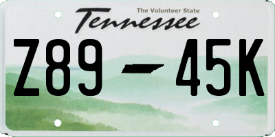 TN license plate Z8945K