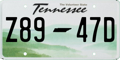 TN license plate Z8947D