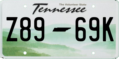 TN license plate Z8969K